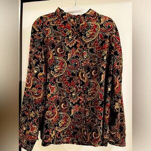Vintage Mandarin Collared Paisley Blouse Size large